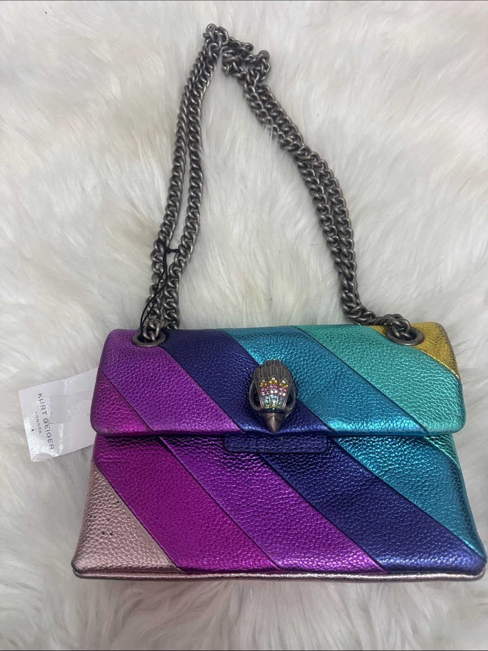 Kurt Geiger The Kensington Metallic Rainbow Chevron Shoulder Mini Bag